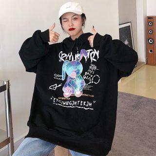 Cartoon Rabbit Lettering Hoodie