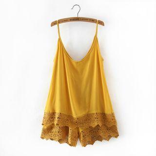 Sleeveless Spaghetti-strap Paneled Playsuit