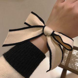 Ribbon Hair Tie Black Trim - Almond - One Size