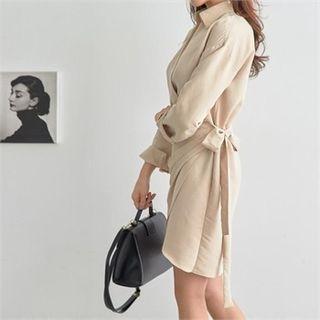 Collared Mini Surplice-wrap Dress