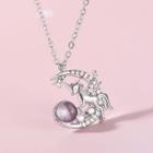 Moon Pendant Necklace 1 Pc - Silver - One Size