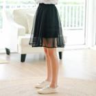 Sheer Overlay A-line Skirt Black - One Size