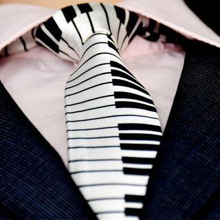 Piano Print Neck Tie Black & White - One Size