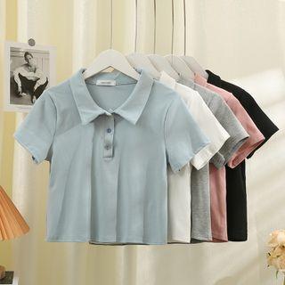 Short-sleeve Cropped Polo Shirt In 5 Colors