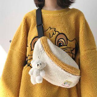 Chenille Crossbody Bag Yellow & White - One Size