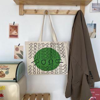 Print Tote Bag Beige - One Size