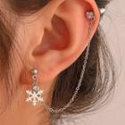 Snowflake Chain Alloy Cuff Earring 01 - 11225 - 1 Pc - Silver - One Size