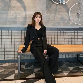 Set: Crop Blazer + Wide Leg Pants