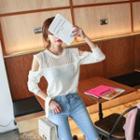 Cutout-shoulder Open-knit Top