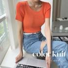 Colored Basic Ribbed Knit Top