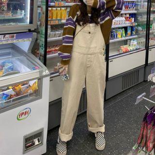 Striped Sweater / Loose Fit Dungarees