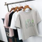 Plant Embroidered Short Sleeve T-shirt