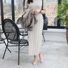 Short-sleeve Ribbed Maxi Knit Dress