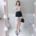 Inset Shorts Pleated-hem Mini Skirt