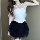 Bow Camisole Top / Mini Mesh Skirt