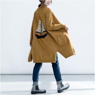 Open Front Long Knit Jacket Earth Yellow - One Size