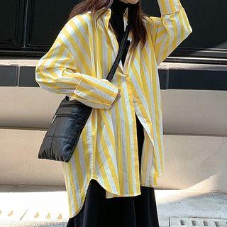 Pinstripe Oversize Long-sleeve Shirt