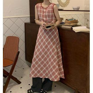 Sleeveless Plaid Midi Dress Plaid - One Size