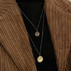 Metal Coin Pendant Layered Necklace Long Edition - Coin - Gold - 2cm