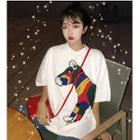 Horse Applique Elbow-sleeve T-shirt