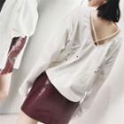 Lattice Open Back Long-sleeve T-shirt