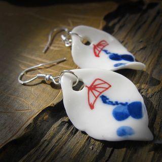 Ceramic Leaf Dangle Earring 1 Pair - As Shown In Figure - One Size