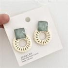 Faux Crystal Square Woven Hoop Dangle Earring