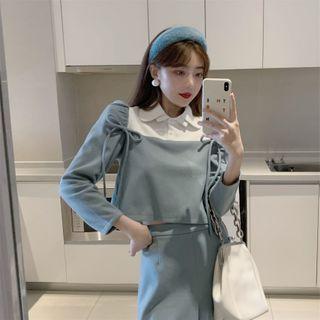 Two Tone Blouse / Midi Skirt