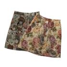 Flower Printed Embroidered A-line Skirt