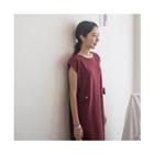 Cap-sleeve Button-detail Dress