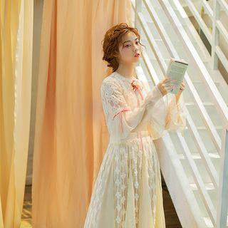 Lace Paneled A-line Maxi Skirt