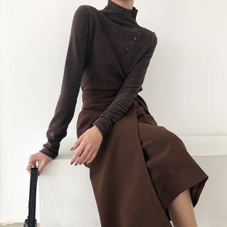 Wrapped Midi Skirt Black - S