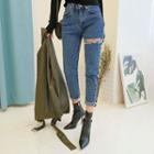 Slit Washed Tapered Jeans