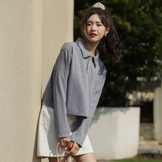 Long-sleeve Polo Shirt Gray - One Size