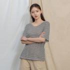 Scoop-neck Raglan Stripe T-shirt