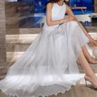Plain Sleeveless Top / Midi A-line Skirt / Set