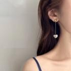 925 Sterling Silver Beaded Sweetheart Earrings 1 Pair - Earrings - As Shown In Figure - One Size