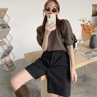 Plain Short-sleeve Knit Top / Shorts