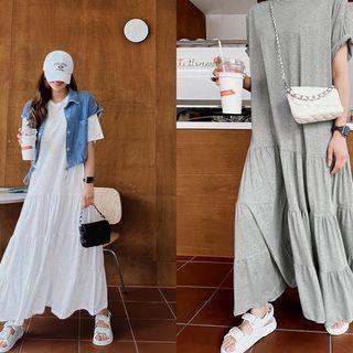 Short-sleeve Tiered Maxi T-shirtdress