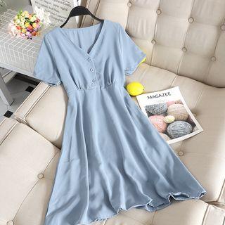 V-neck Back Lace-up Dress