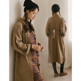 Drawstring-waist Long Shirtdress