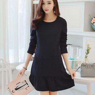Ruffle Hem Long Sleeve Dress