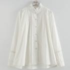 Lace Trim Pintuck Blouse White - One Size