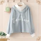 Mock Two-piece Hoodie Blue - One Size