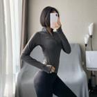 Half-zip Lettering Long-sleeve Sports T-shirt