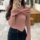 Bow Cold-shoulder Cropped T-shirt