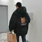 Hooded Cat Printed Padded Jacket