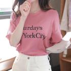 Drop-shoulder Letter-printed T-shirt