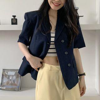 Short-sleeve Single-breasted Plain Blazer