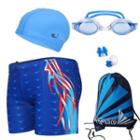 Set: Swim Shorts + Goggles + Swim Cap + Drawstring Bag